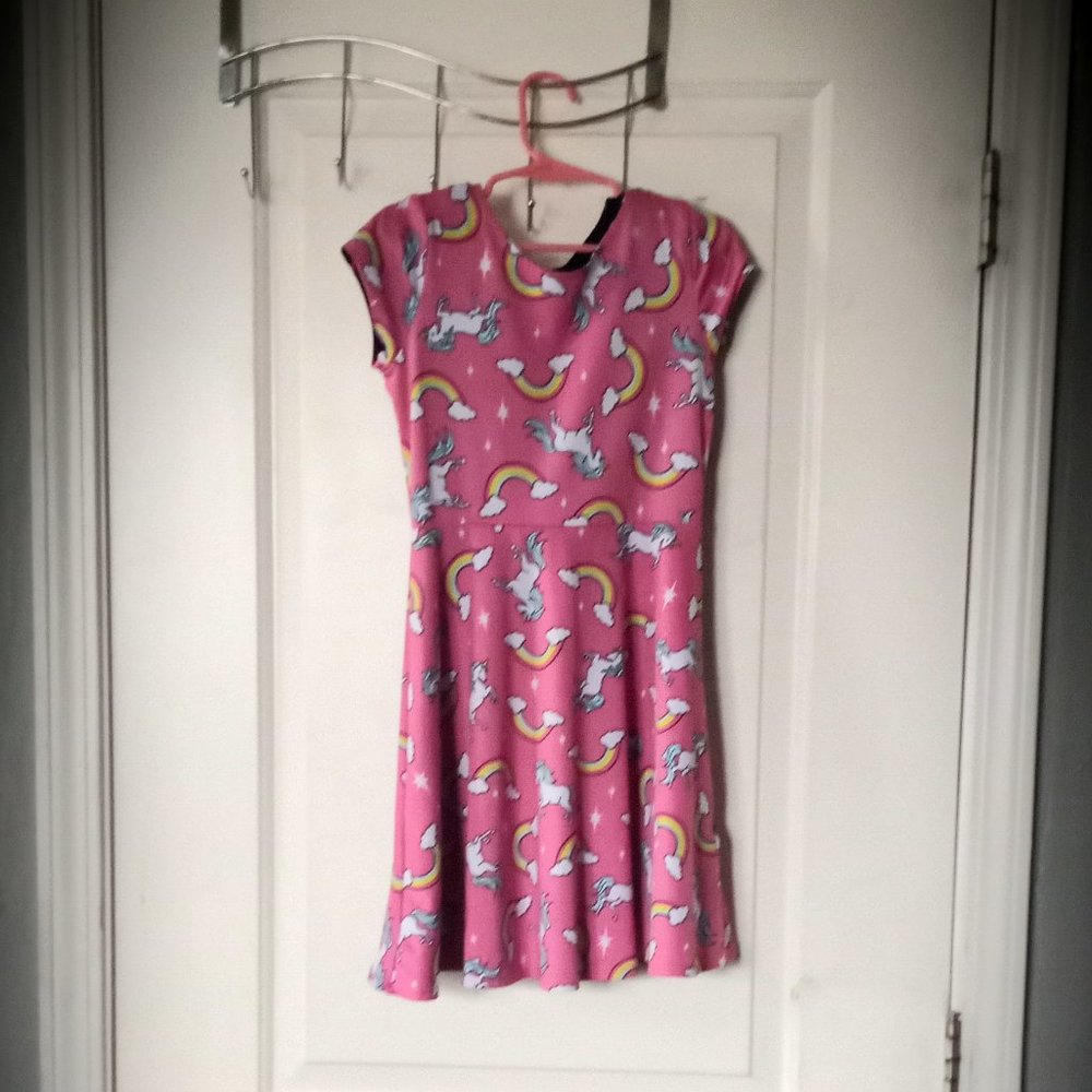 GIRLS Unicorn/stars reversible dress- 7/8